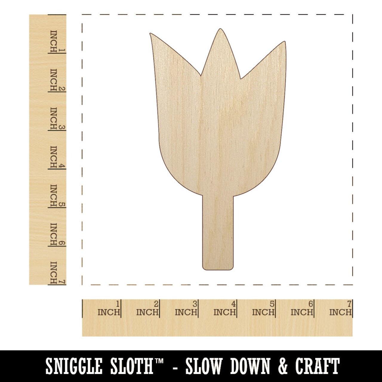 Tulip Flower Solid Unfinished Wood Shape Piece Cutout for DIY Craft Projects